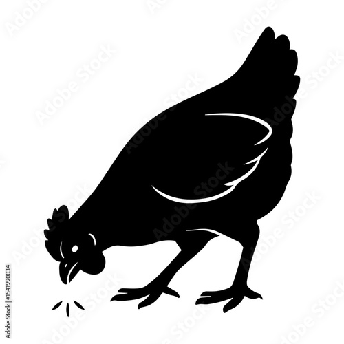 Black chicken vector illustration for farm animal graphics and poultry design projects isolated on white