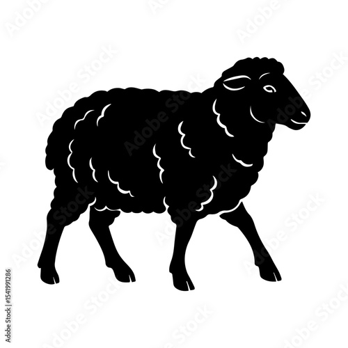Black sheep vector illustration graphic design animal farm livestock ewe lamb silhouette isolated art drawing