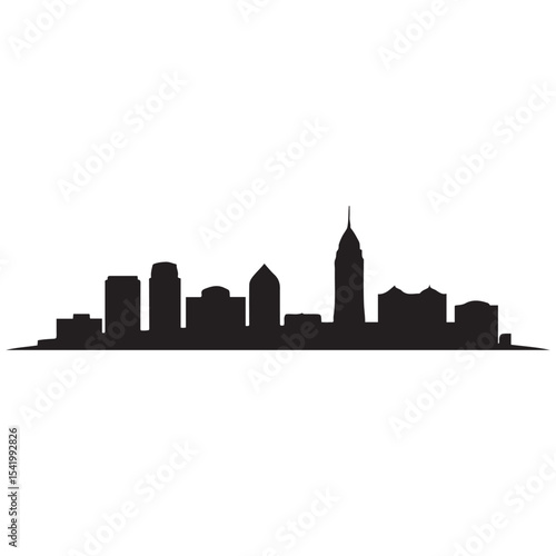 Atlantic city skyline silhouette. Black Arlington city. Vector black silhouette. with white background