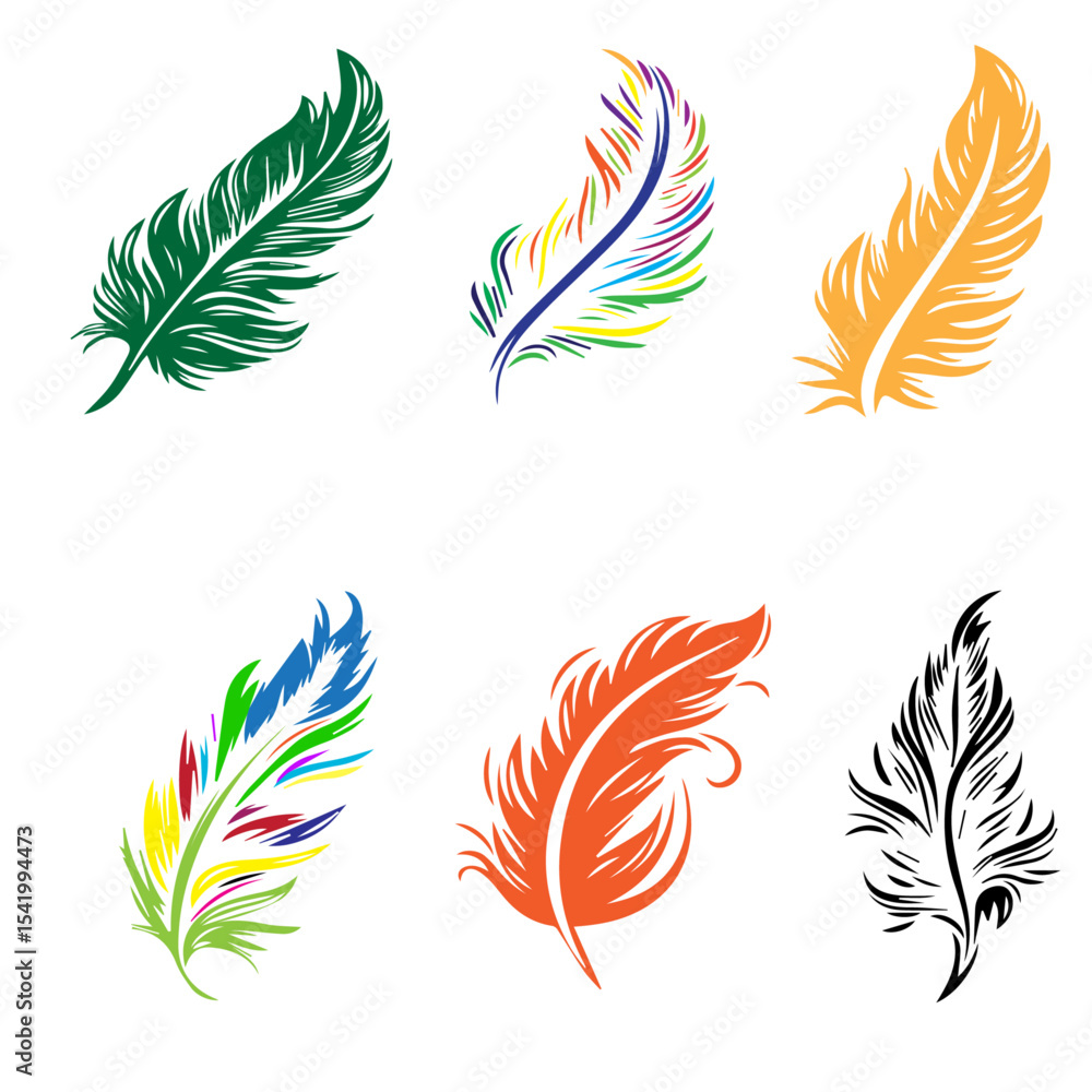 Obraz premium colour feather icon file set of 6