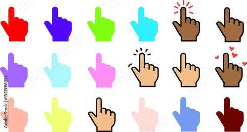 Hand cursor pointer finger click select touch gesture ui ux design element vector illustration set icon 100 editable stock vector illustration