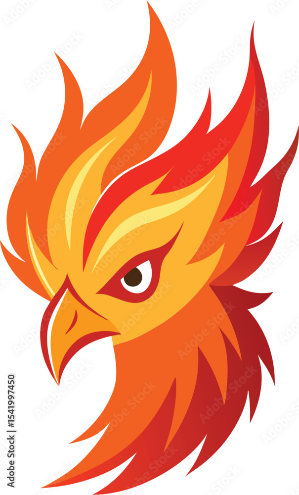 Naklejka premium vector illustration of a fiery bird