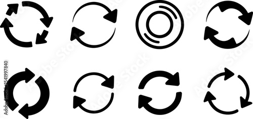 Vector refresh reload loop circle arrow rotate recycle sync update process flow repeat icon design set editable stock vector illustration