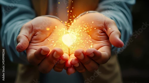 Magical hands. Glowing light. Healing energy. Bright sparkles. Gentle palms. Unique glow. Emotional warmth. Soft focus. Energy therapy. Wellness concept. Spiritual healing. Meditation practice. Posit