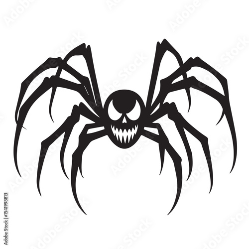 Aggressive black spider illustration scary halloween design
