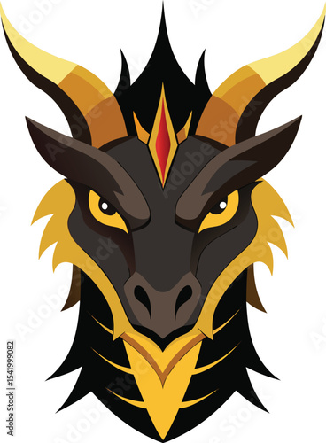 Fire Horned Beast Vector Art