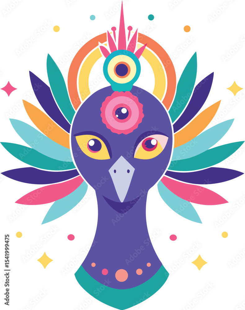 Fototapeta premium Mystic Peacock Queen Vector Art