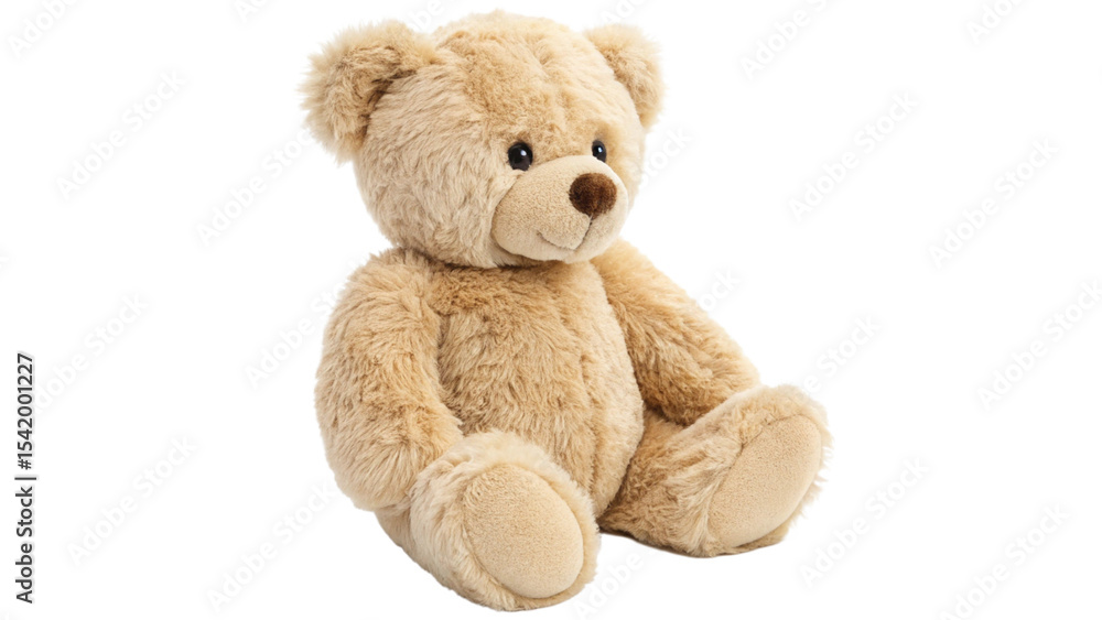 Fototapeta premium Cute Brown Teddy Bear Plush Toy Adorable Stuffed Animal Isolated on Transparent Background