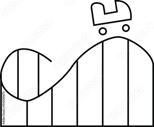 Minimal Flat Vector Illustration of a Roller Coaster Ride Symbolizing Thrill, Adventure, Fun, and Theme Park Entertainment Concept