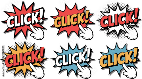 Illustration click icon set vector graphic design elements for web and social media marketing needs editable stock vector illustration