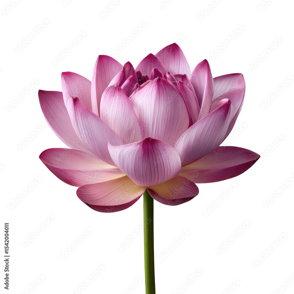 Fototapeta premium Pink lotus flower close up photograph on transparent background