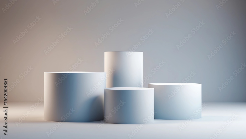 Modern podium or pedestal display with platform concept on white background. Blank shelf stand for showing product. 3D rendering Modern podium or pedestal display with platform concept on white background. Blank shelf stand for showing product. 3D rendering