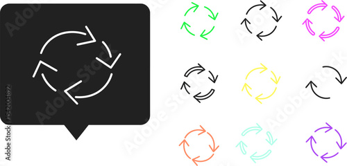 Cycle arrow icon set vector illustration rotation loop sign reload refresh sync repeat process symbol 100 editable stock vector illustration