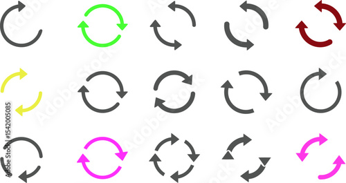 Arrows rotation recycle refresh reload repeat sync update loop circular directional sign symbol graphic 100 editable stock vector illustration