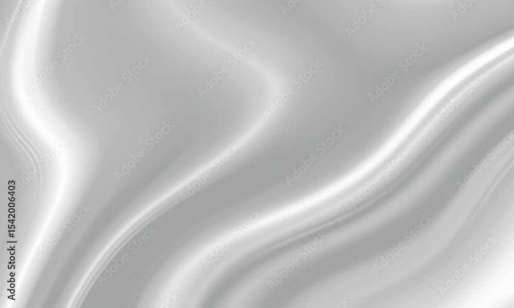 Obraz premium Abstract silver silky texture with soft light reflections and smooth flowing lines. Smooth grey wavy gradient background. Soft silver liquid wallpaper. Ideal for luxury, technology, minimalist-themed.