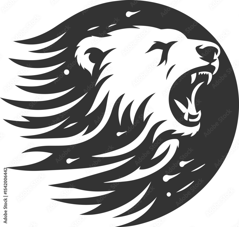 Fototapeta premium Black silhouette illustration of a polar bear vector drawing