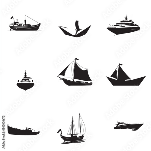 set of sailing boats