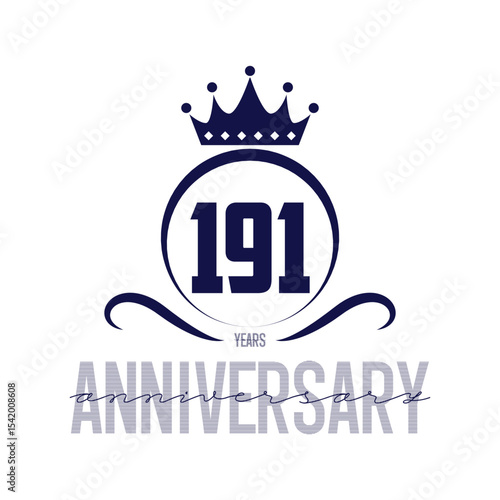 191 years anniversary. Anniversary logo design. 191 years logo