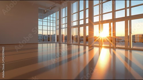 Sunlit Spacious Interior Contemporary Design With Neutral Palette, Polished Floor, And Open Space Capturing Light And Art Of Modern Galleries Expansive View