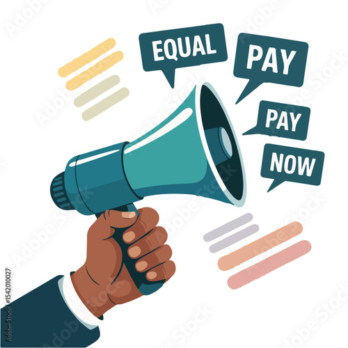 International Equal Pay Day vector collection with balanced scales, salary bar graphs, gender symbols with money, and diverse people promoting fair wages and wage equality.
