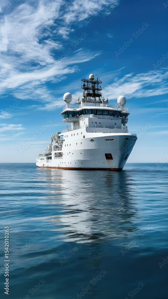 White vessel on calm water under cloudy sky White vessel on calm water under cloudy sky