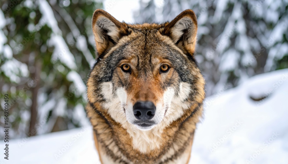 Fototapeta premium Silent Strength: Wolf Close-Up in the Wild, Generated image