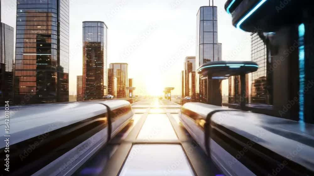 Underground Hyperloop, Futuristic Eco-Tech City Sunset Underground Hyperloop, Futuristic Eco-Tech City Sunset