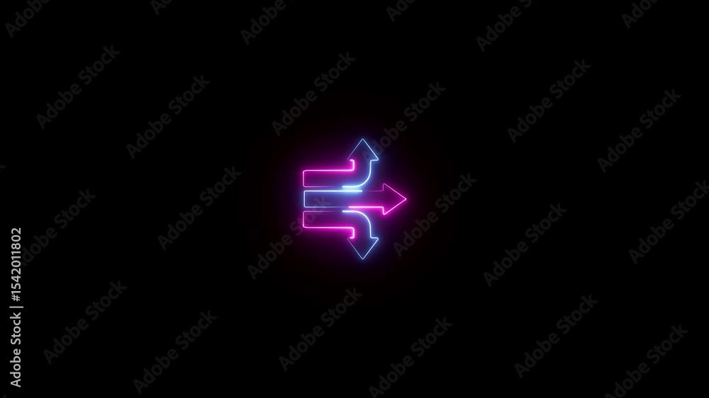 Up, down, and right neon arrows animation. Up, down, and right neon arrows animation.