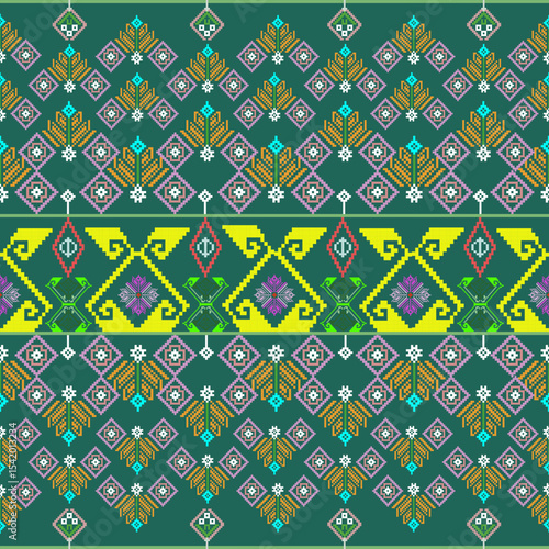 A deep green pixel pattern with mesmerizing rhythm — elegant, modern, and full of mysterious charm.