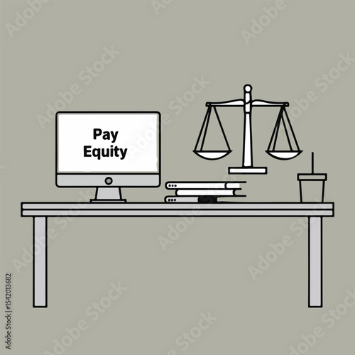 Equal Pay vector set for International Equal Pay Day featuring gender pay gap icons, equal salary symbols, balanced money, workplace fairness, and advocacy in solid colors.