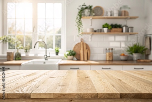 Bright and Airy Kitchen Design with Wooden Countertop and Open Shelving