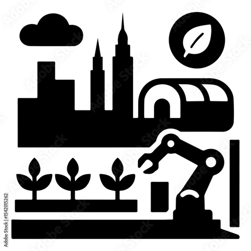 Urban farming technology future of agriculture automation sustainability innovation vector icon design