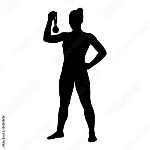 Silhouette of athlete winner with medal achievement success champion sport competition victory award