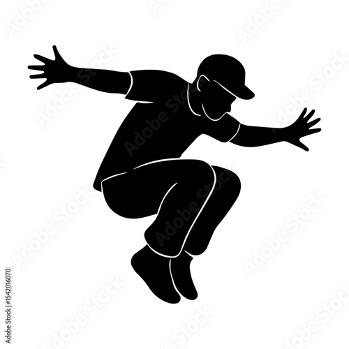 Jumping man silhouette vector illustration for sports fitness and activity related design projects