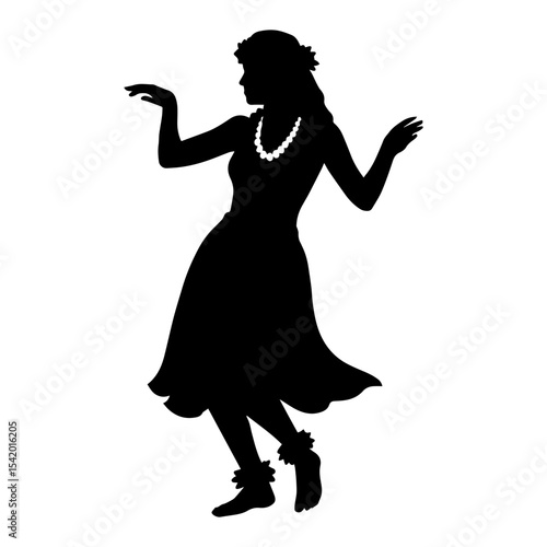 Hula dancer silhouette vector hawaiian girl dancing illustration tropical aloha hawaii design graphic art
