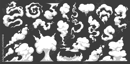 Cloud set, cartoon vector illustration isolated on gray background