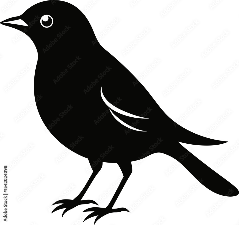 Obraz premium Mockingbird black silhouette vector icon