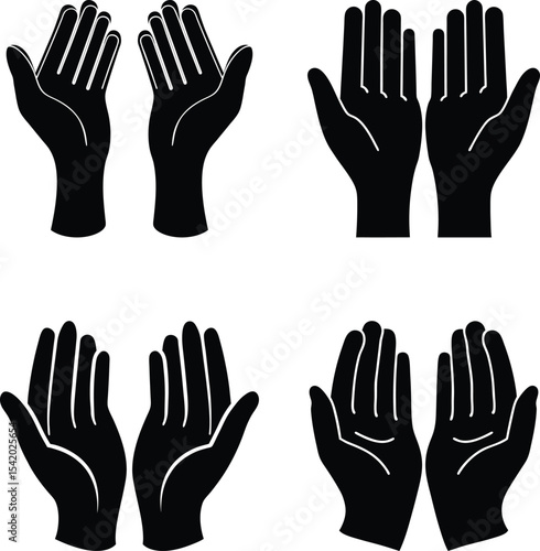 Diverse Open Palm Hand Gestures for Prayer and Giving Collection.