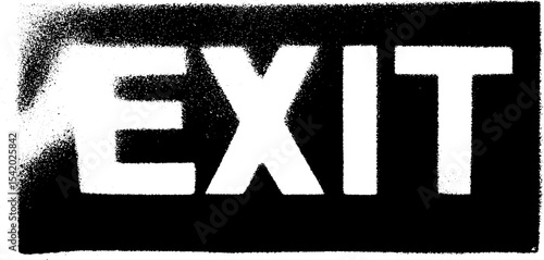 High contrast black and white emergency exit sign for safety awareness