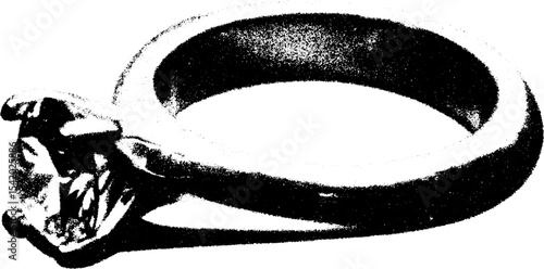 Elegant diamond solitaire engagement ring in high contrast black and white design