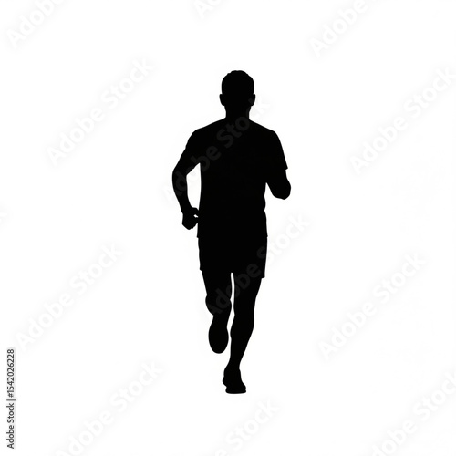 Male Runner Front View Silhouette

