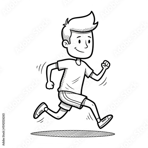 Male Runner Cartoon Outline

