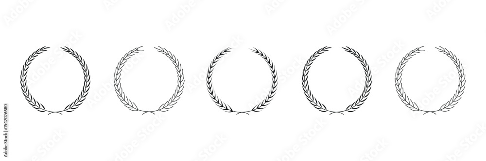 Obraz premium Set of Laurel Wreath frame collection. Round floral wreath frames vector illustration.