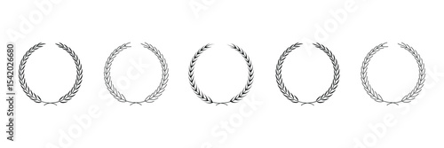 Set of Laurel Wreath frame collection. Round floral wreath frames vector illustration.