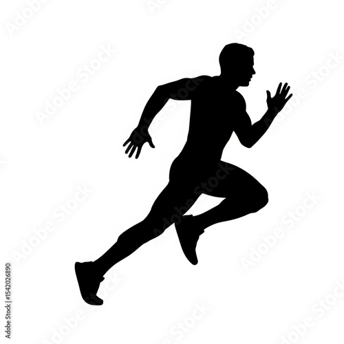 Running Man Silhouette Sprinting Athlete


