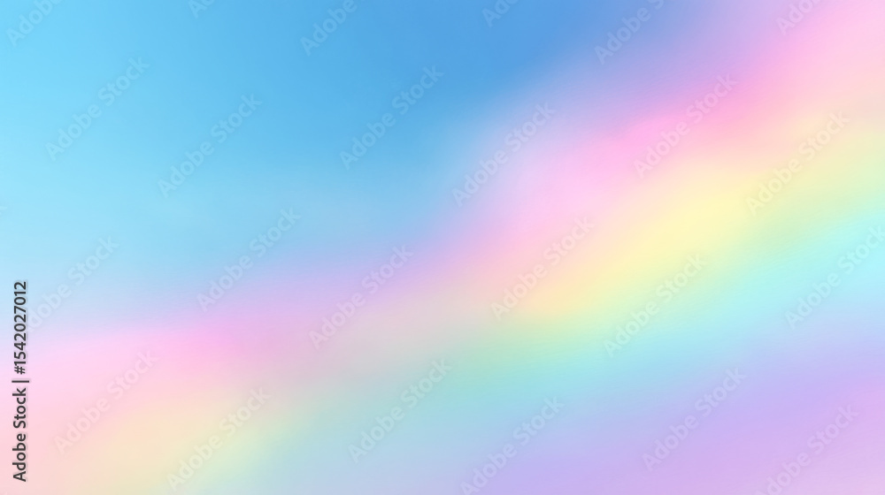 Fototapeta premium Abstract clear blue sky. Pastel rainbow. Light blue, pink and yellow color vector banner. Pastel gradient sky pattern. Blurred light fuzz colorful gradient background. Vector soft horizontal backdrop