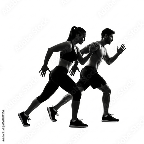 Running Sprint Silhouettes Athletic Pair

