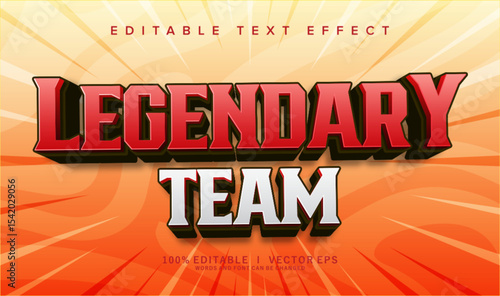 legendary team vector text effect with modern style design