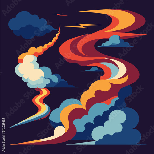 Abstract Smoke Trails for Modern Design, Creative Visual Effects, Digital Art, Atmospheric Illustrations, and Artistic Vector Projects