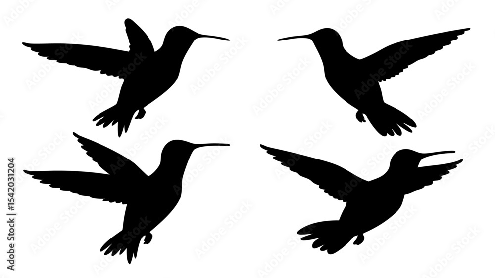 Obraz premium humming bird silhouette vector illustration on tranparent background